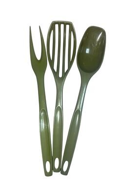 FOLEY Nylon Slotted Spoon Blender Whip Whisk Strainer Avacado Green Utensil Vtg
